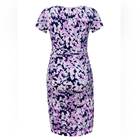 Smallshow Floral Ruched Short Sleeve Maternity Dress Size Small NWT - Picture 2 of 5